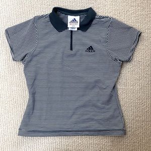 adidas Green/Blue and White Striped Polo Shirt